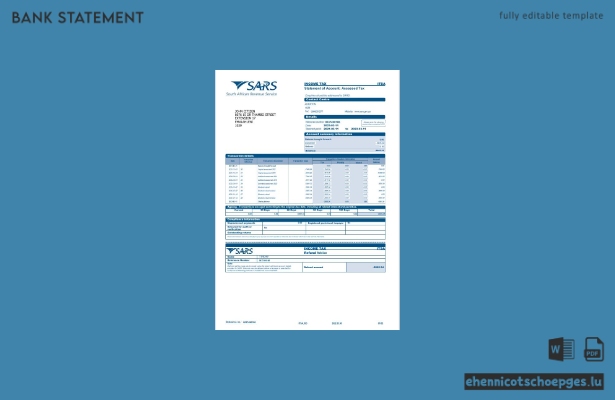 US-SARS-Kontoauszug (Word-Format, 2 Seiten), Beispielvorschau
